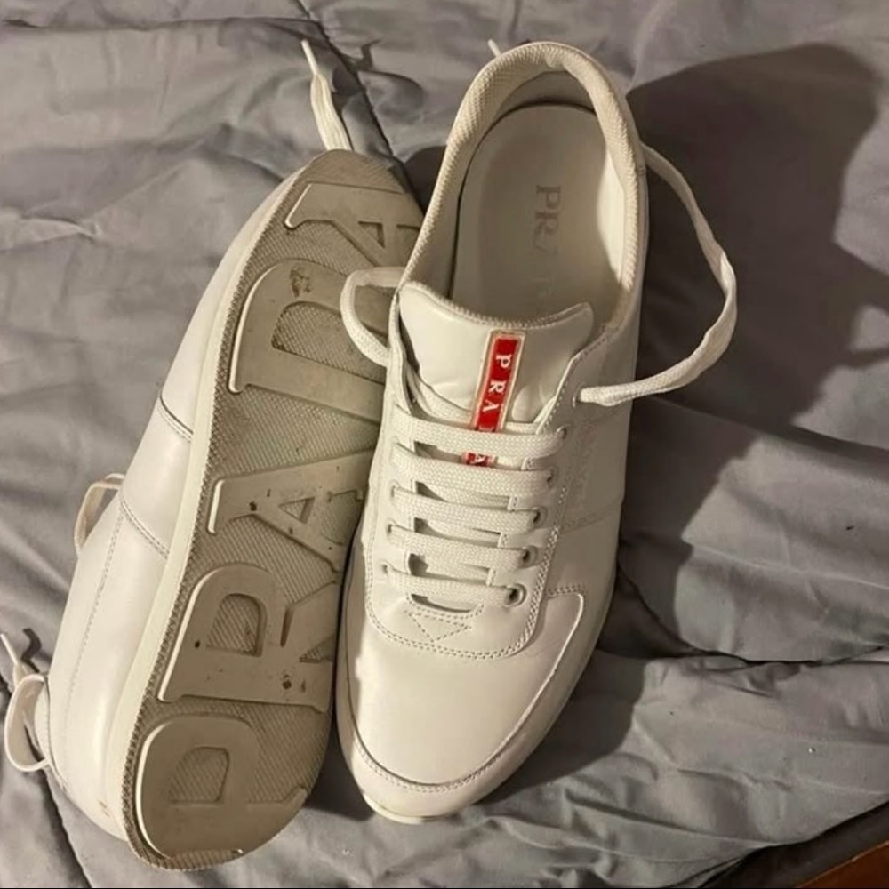 Prada White Sneakers with Red Accents - Picture 2 of 4